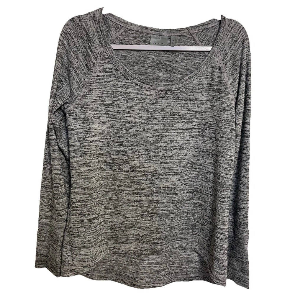 Athleta Women's Sweater Gray Space Dye Pullover Long Sleeve Size Medium Cozy